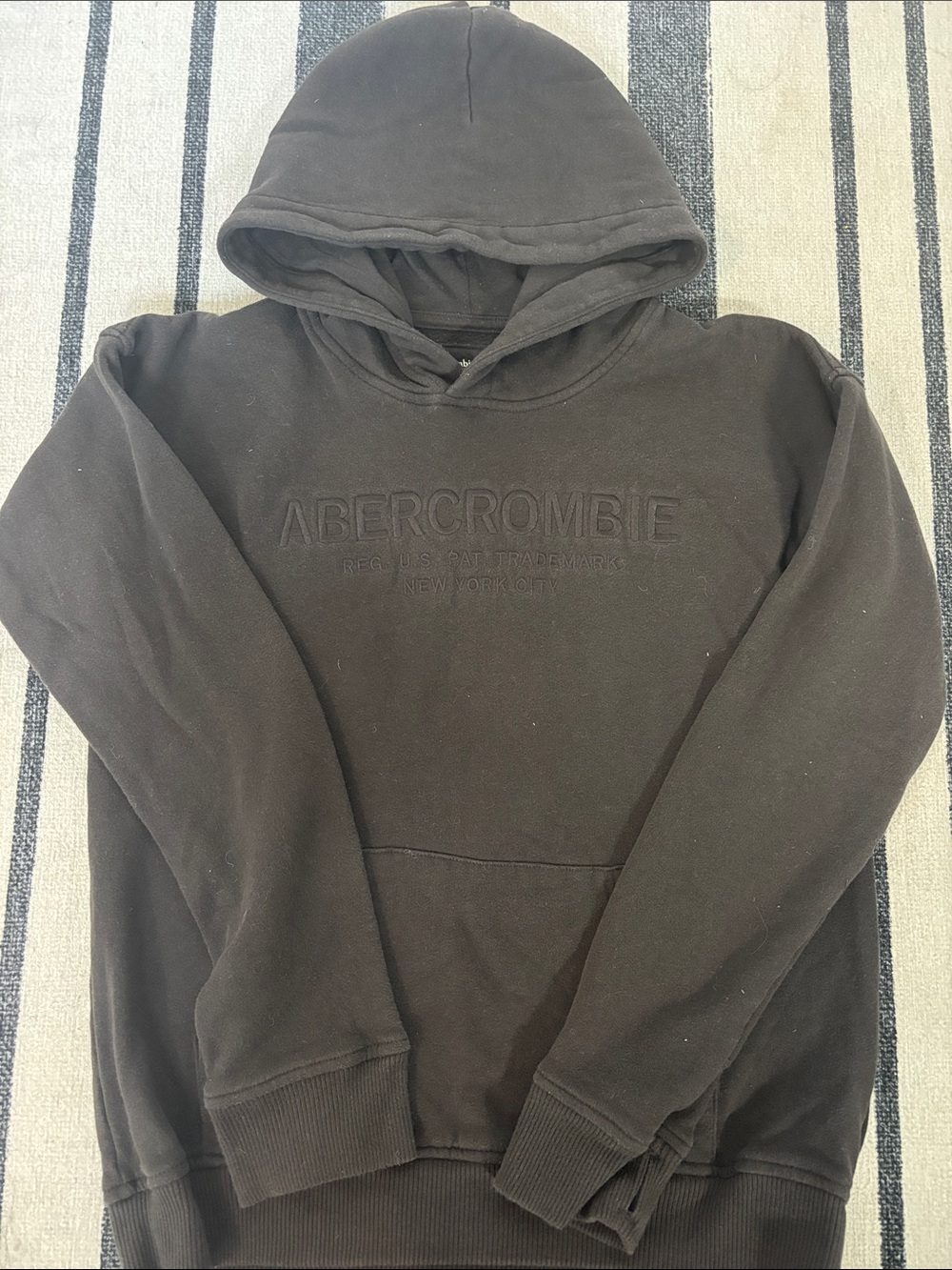 Abercrombie & Fitch Dark Brown Pullover Hoodie with Embossed Logo